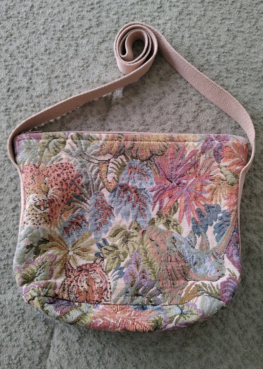 Doodle Bags Multicolor Floral Animal Shoulder Bag Purse Zip Closure