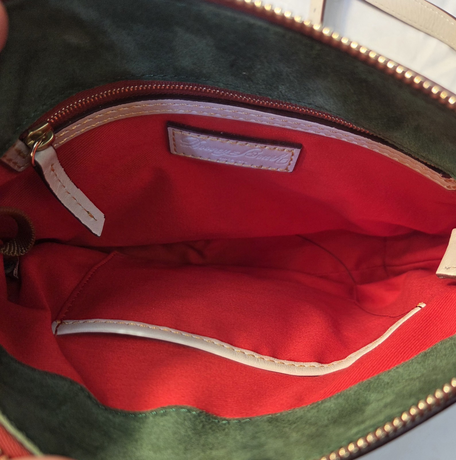 Dooney & Bourke Florentine Leather Allison Crossbody Bag Ecru White Green Suede