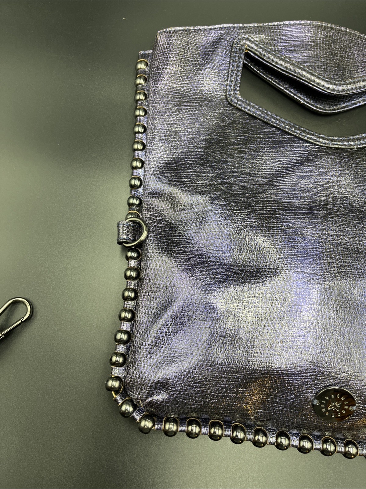 Metallic Purple Convertible Envelope Beaded Clutch Purse, Crossbody Shoulder Bag