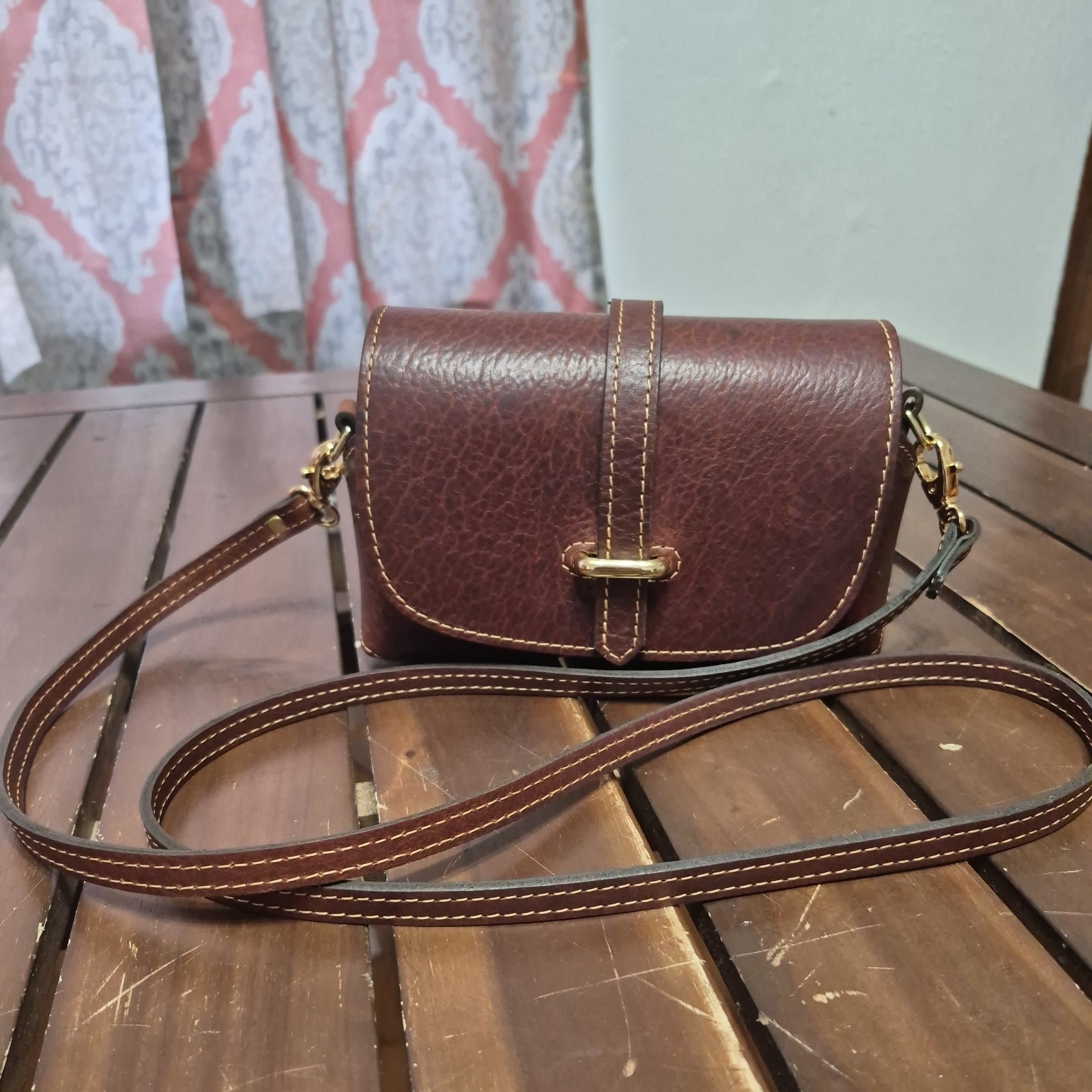 Buffalo Billfold Company Mini Crossbody Bag American Chestnut Red Leather