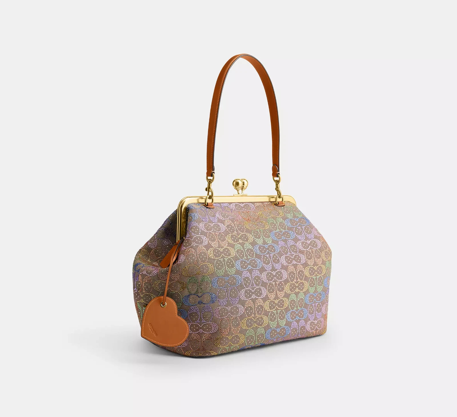 Coach Large Kisslock Frame Bag In Crystal Signature Jacquard CCX15