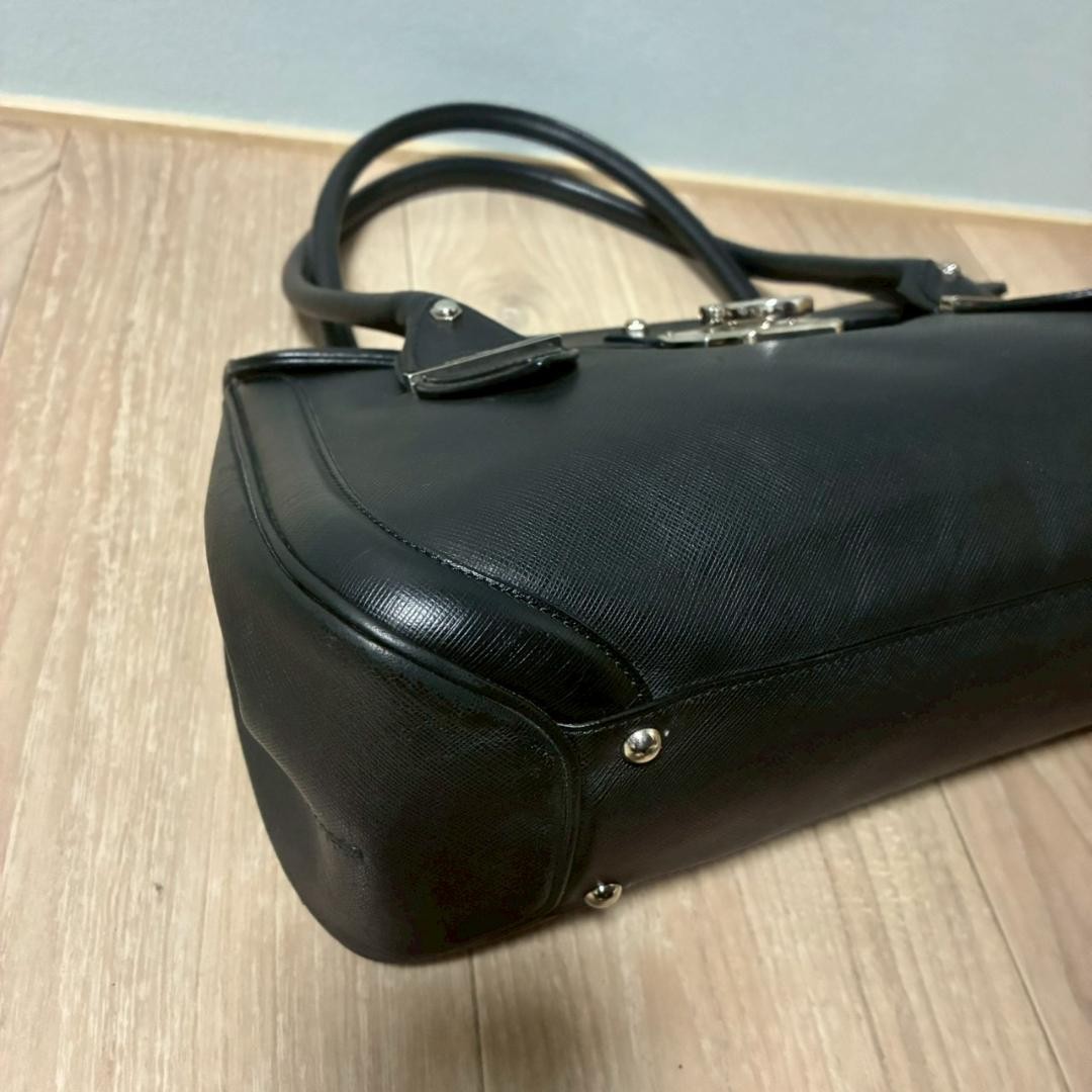 Authentic Ferragamo Gancini Leather Handbag 34cm Black Authentic Vintage