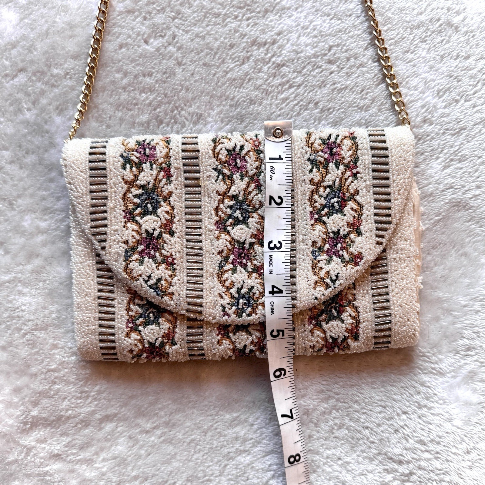 Beaded Purse Tapestry Hand Beaded Hong Kong Evening Bag Vintage