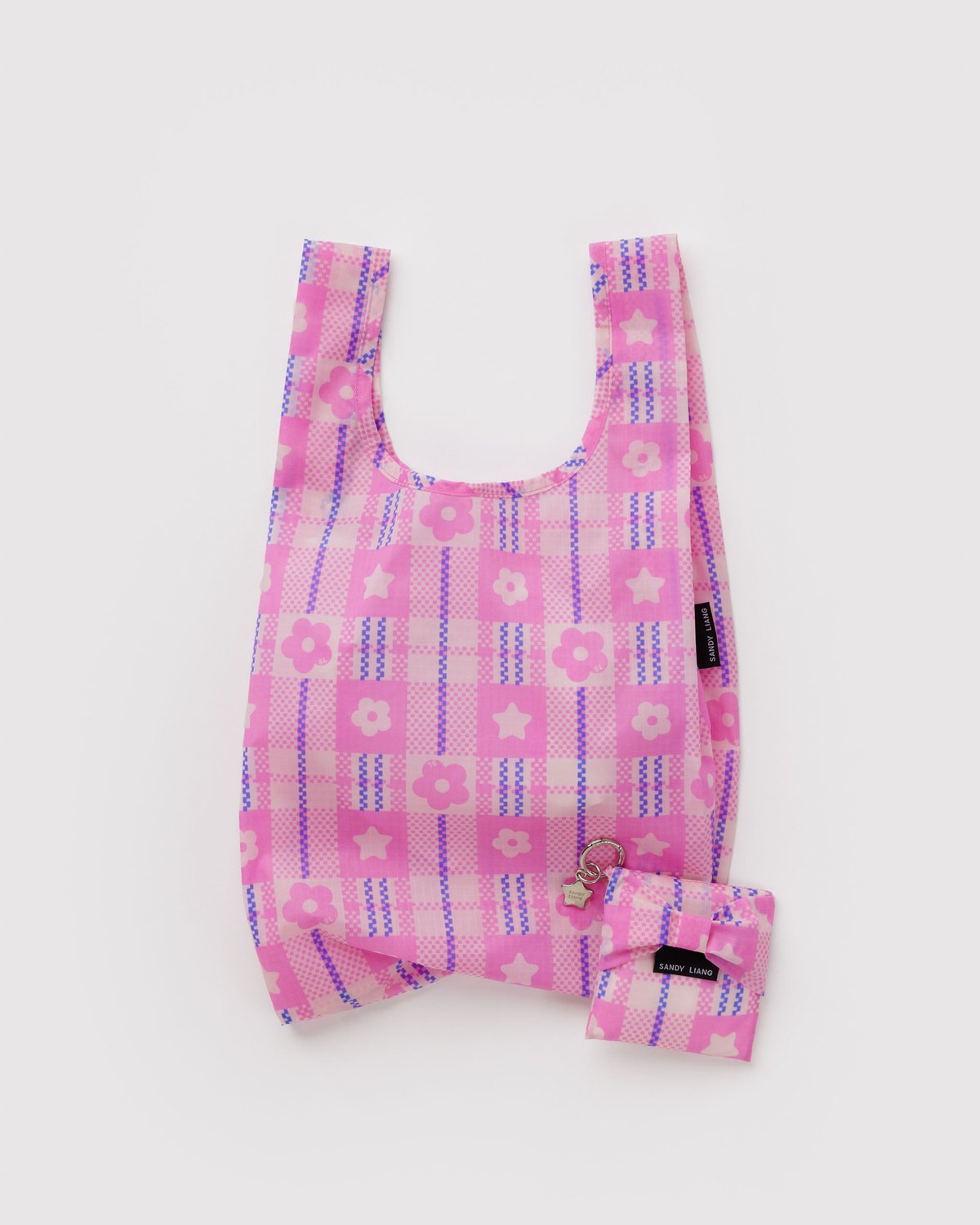 BAGGU X Sandy Liang Baby Bow bag Pink Market Plaid Custom Metal Charm SOLD OUT