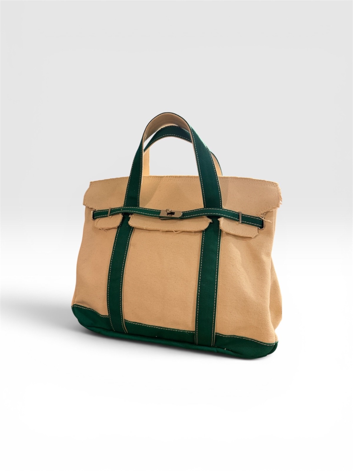 NEW Boatkin Sunwin Madaket Large Classic Tote Bag in Canvas and Green