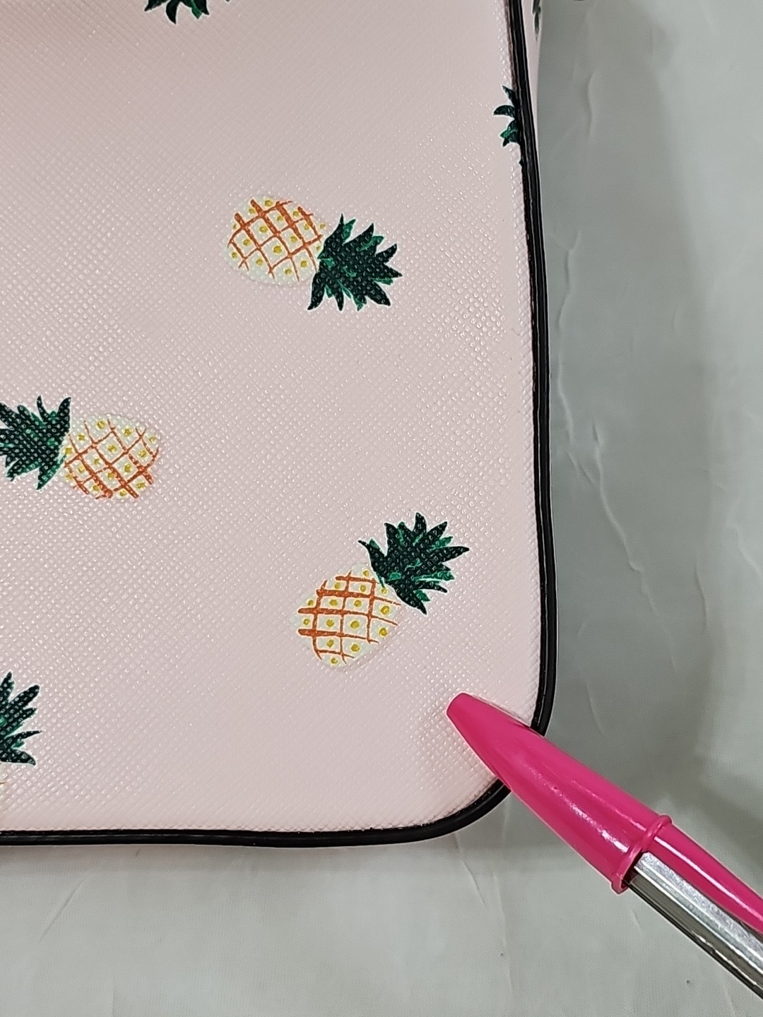 Kate Spade Staci Square Pink Pineapple Crossbody Handbag Purse Saffiano *READ