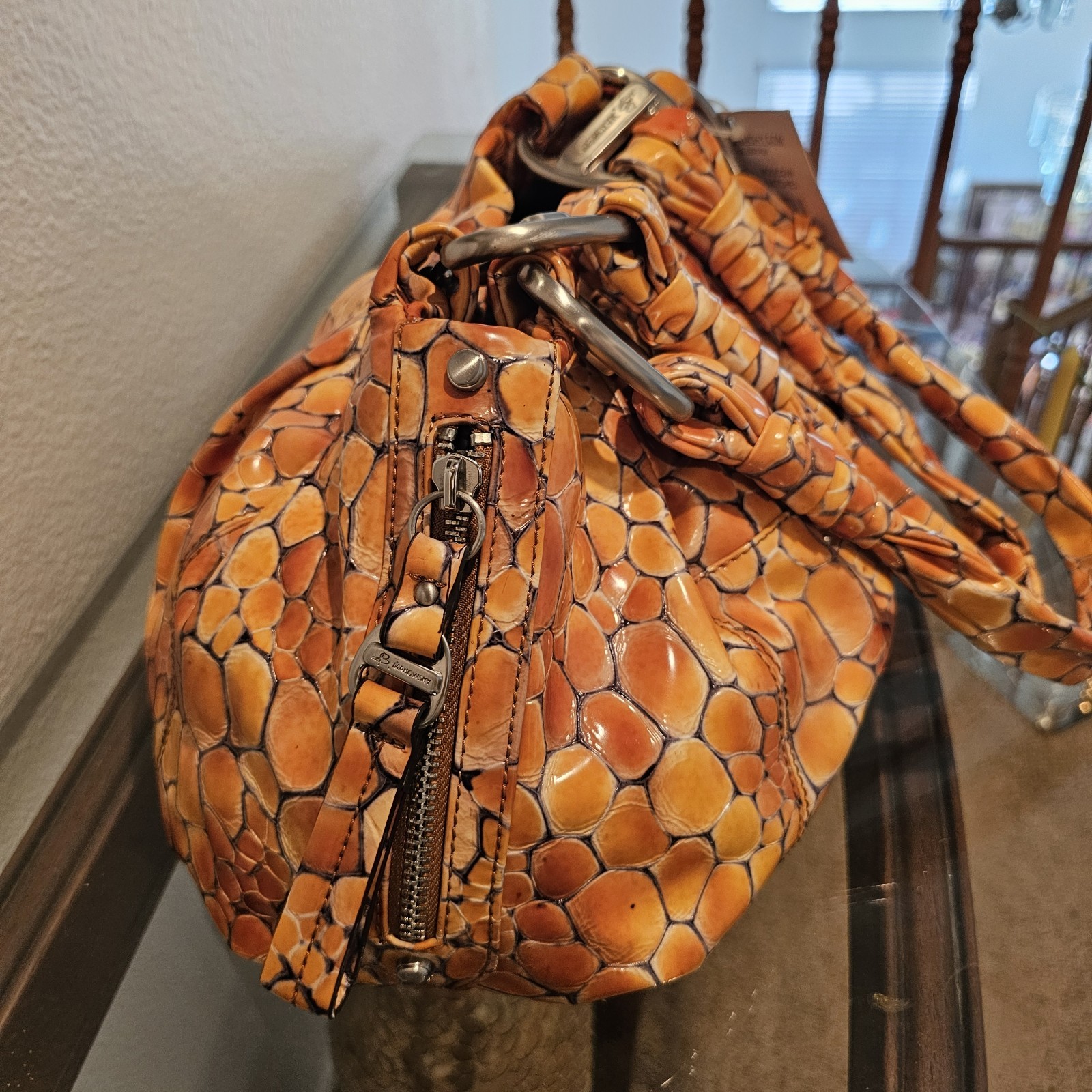 B. MAKOWSKY LARGE GENUINE LACQUERED LEATHER PURSE