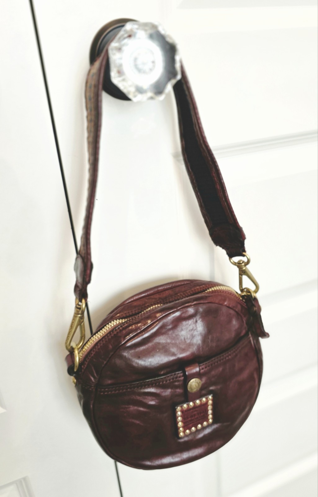 NEW Campomaggi Centarius Purple Brown Leather Crossbody Shoulder Bag + 3 STRAPS