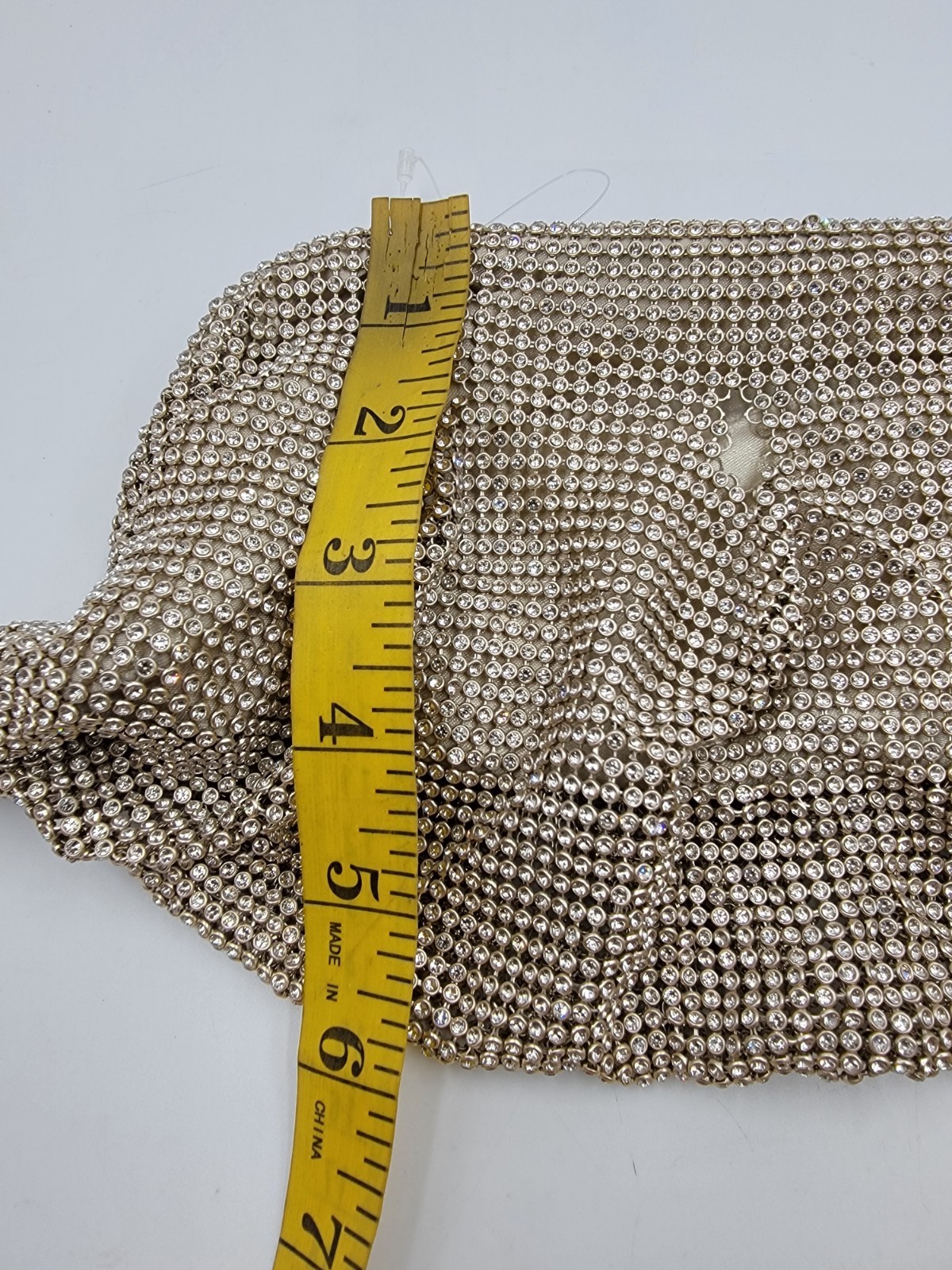 INC International Concepts Pleated Clutch Women’s Champagne Frame Closure~