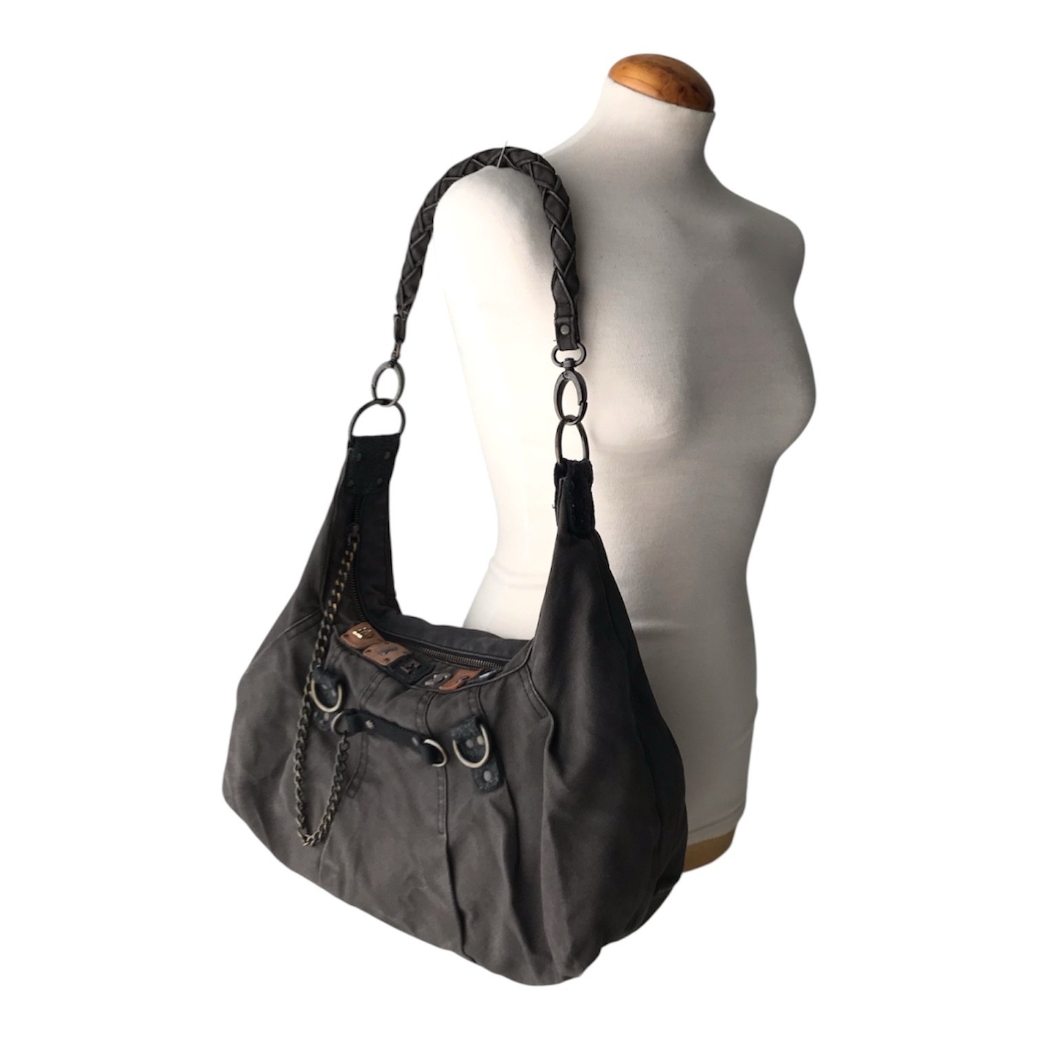 DIESEL Vintage Hobo Bag Medieval City Patchwork Braided Goth Grunge Y2K Archive