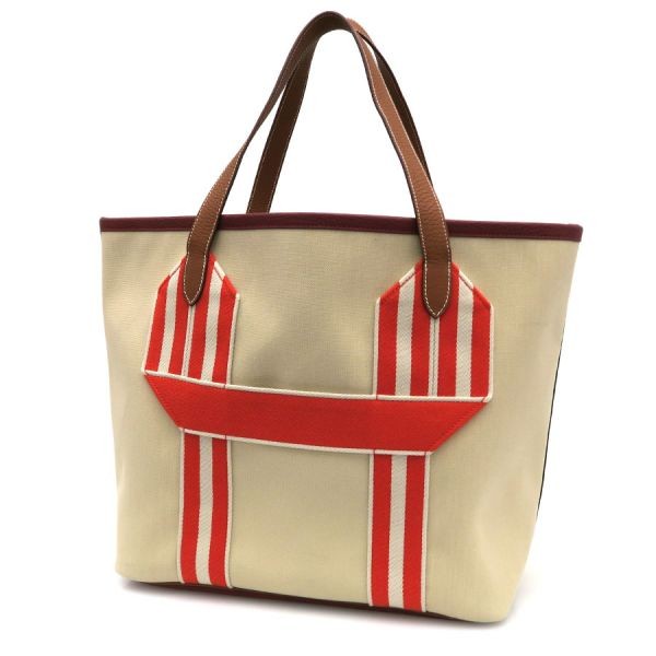 Hermes Pure Sangle Large Women Tote Bag Toile Canvas Leather Width 38-53cm 99
