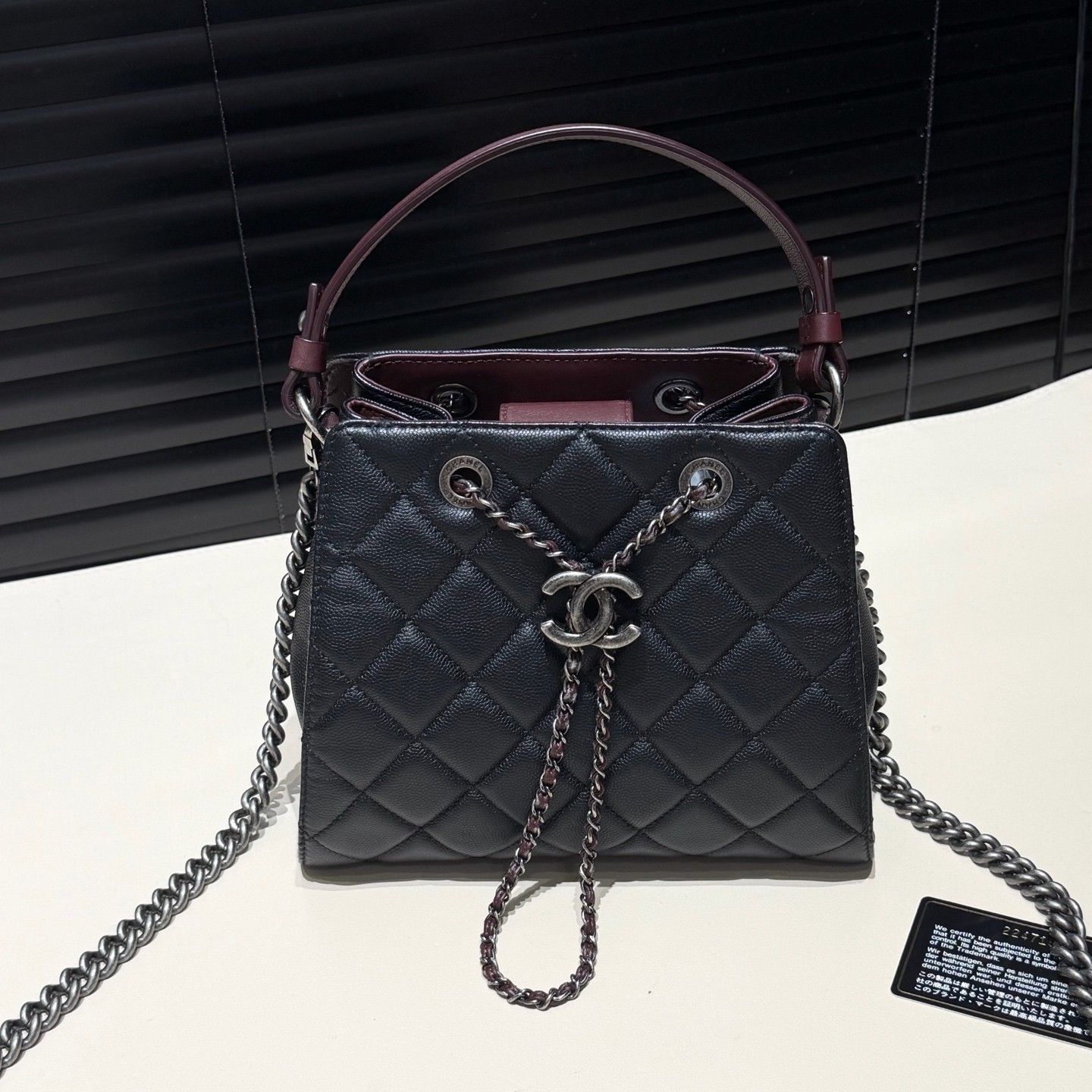 Authentic Chanel Grained Calfskin Bucket Bag Black Ruthenium-Tone eBay AG