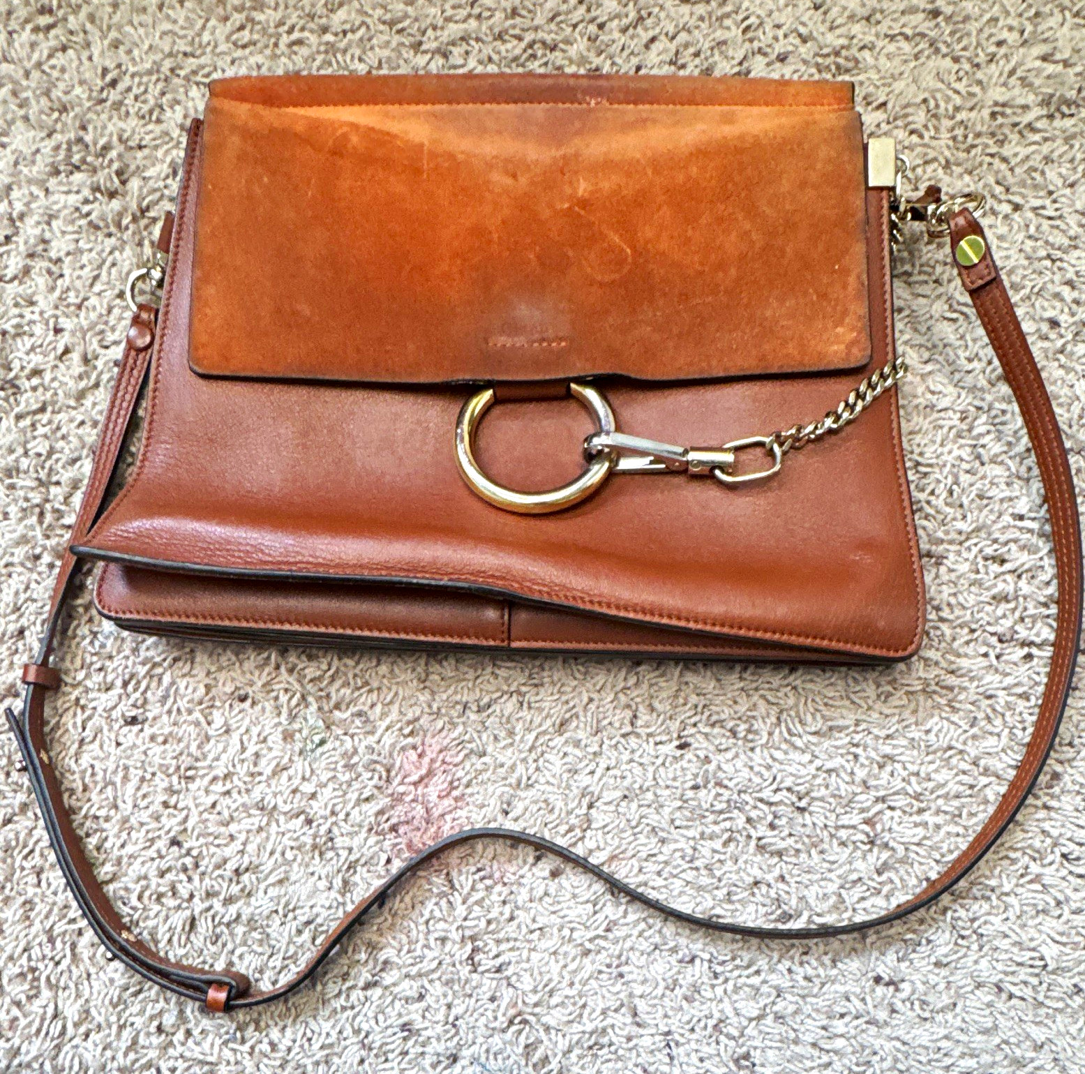 Chloé Faye Smooth Calfskin Bag Chain & Buckle Accents Gold Hardware Original