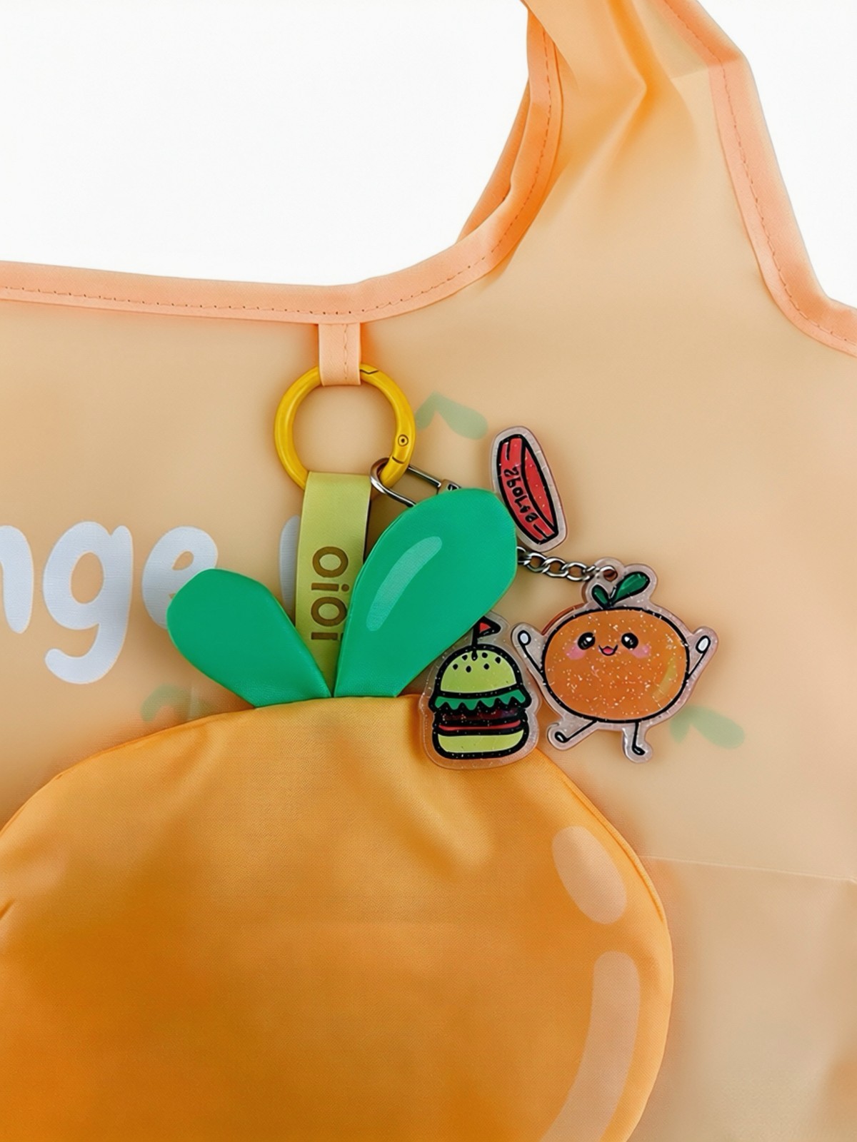 Foldable Reusable Grocery Tote Bag Cute Orange Eco Shopping Bag Kawaii Gift