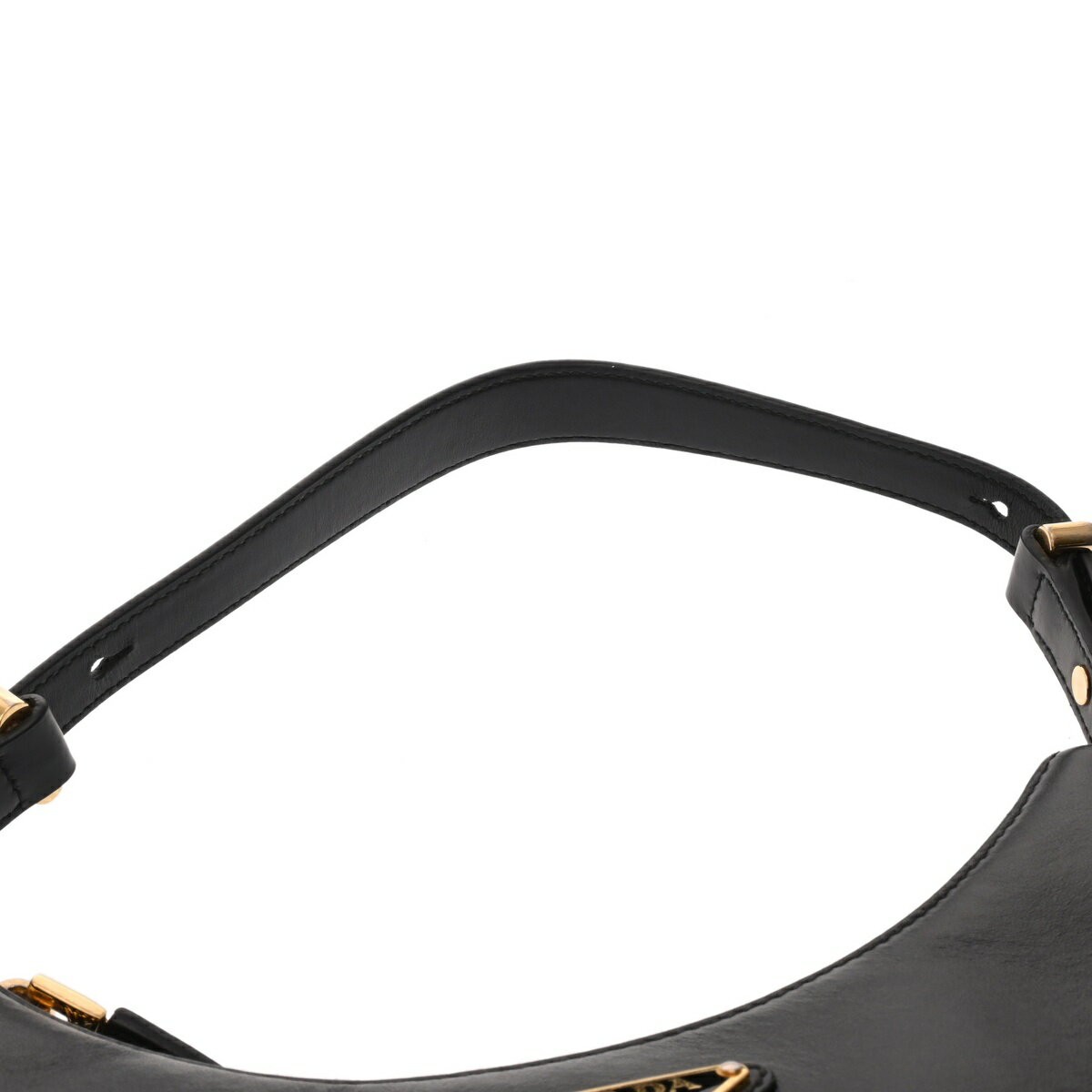 Prada Arche Small Shoulder Crossbody Handbag Black Leather Triangle Logo 1BC194