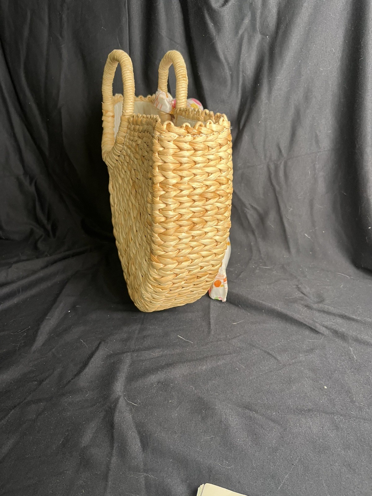 Xhilaration Brown Handbag Purse Half Circle 100% Corn Husk Lined Beach Summer
