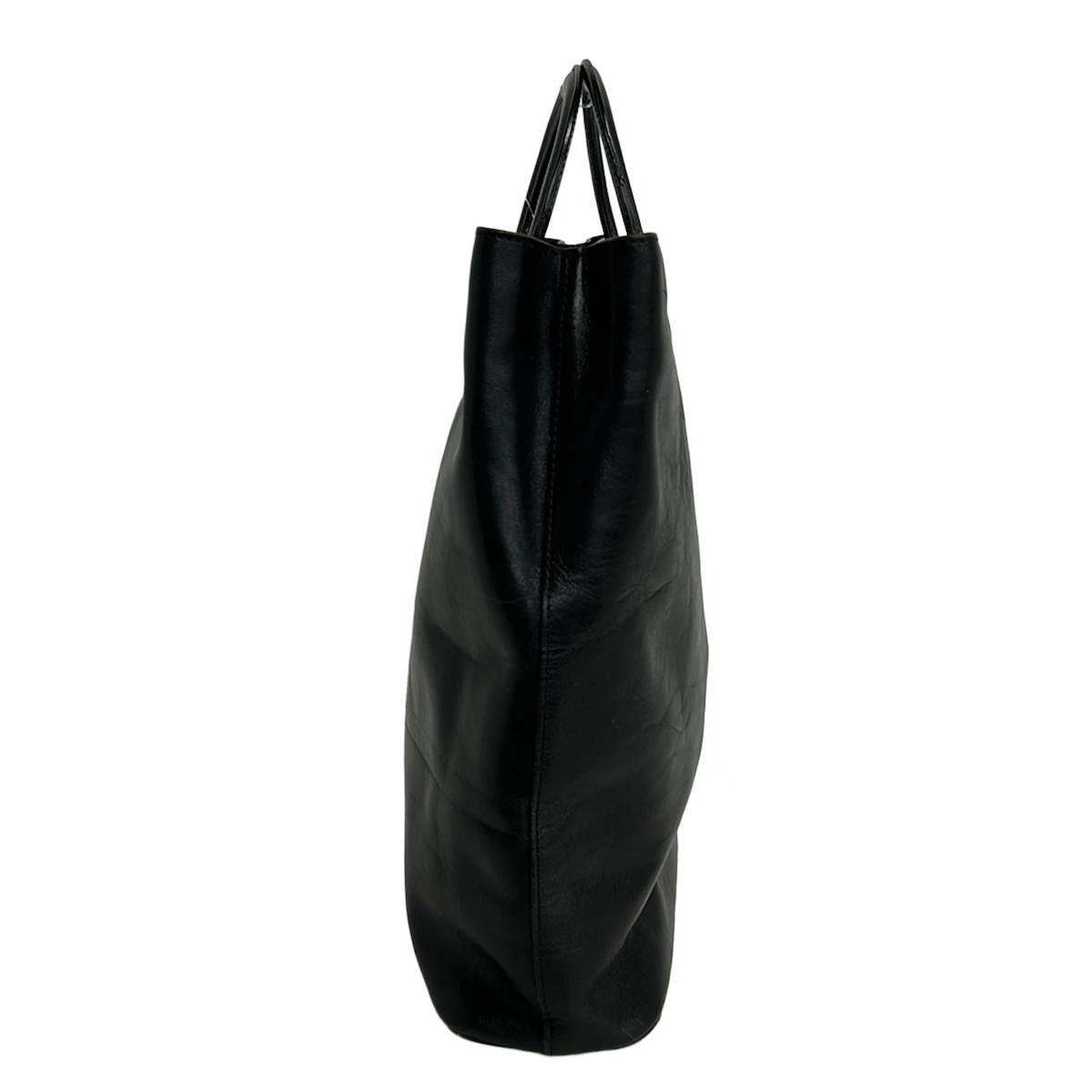 HIROFU Black Leather Tote Bag