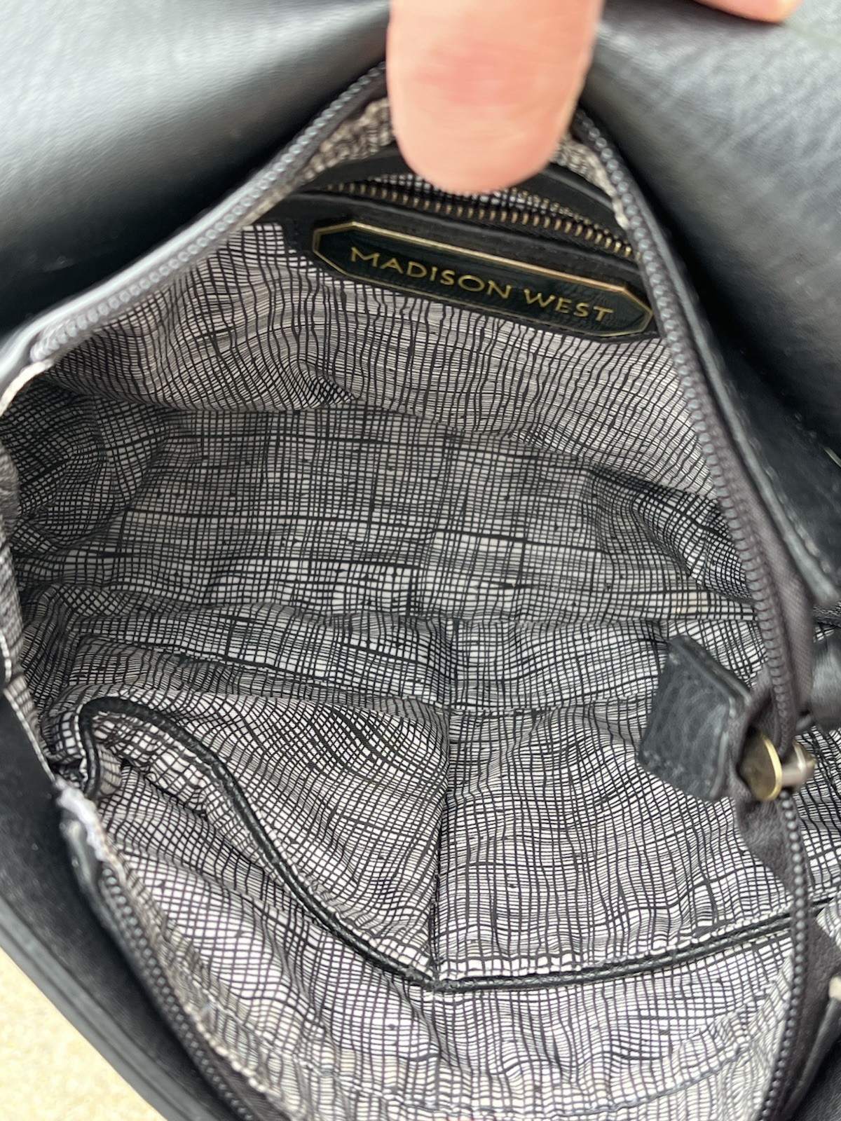 Madison West Concealed Carry Crossbody Purse Black PU Leather Whipstitch