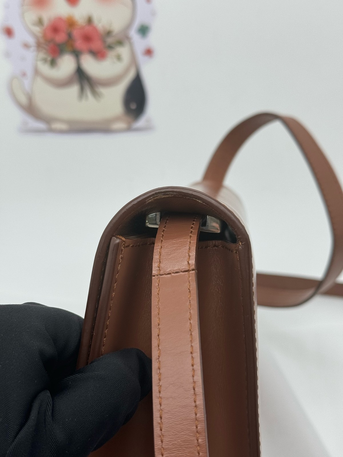 Burberry TB Series Normal Caramel Brown Box Calf Leather Shoulder Crossbody Bag