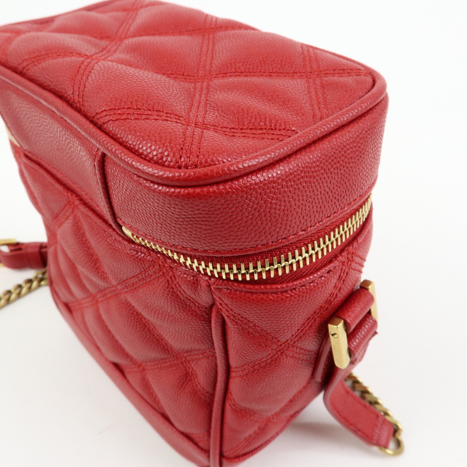 SAINT LAURENT PARIS Cassandra Embossed Leather Vanity Bag 649779 Auth Used F/S