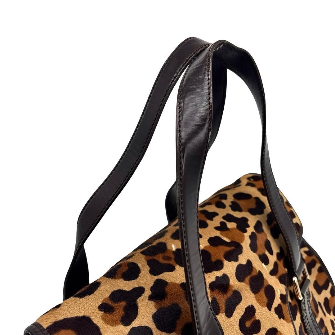 CELINE Tote bag Leopard Triomphe Brown Vintage Authentic From Japan