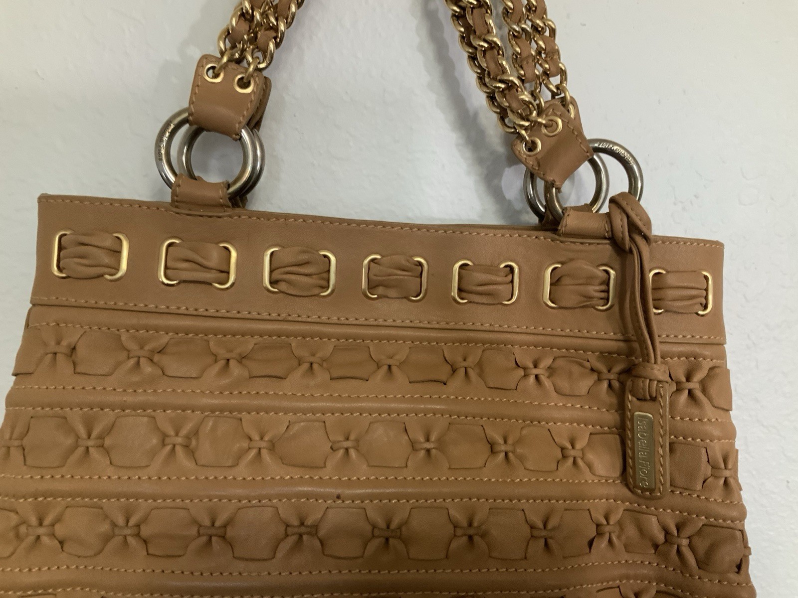 Vtg Isabella Fiore Large Shoulder Bag Brown Woven W Duster Bag Rare