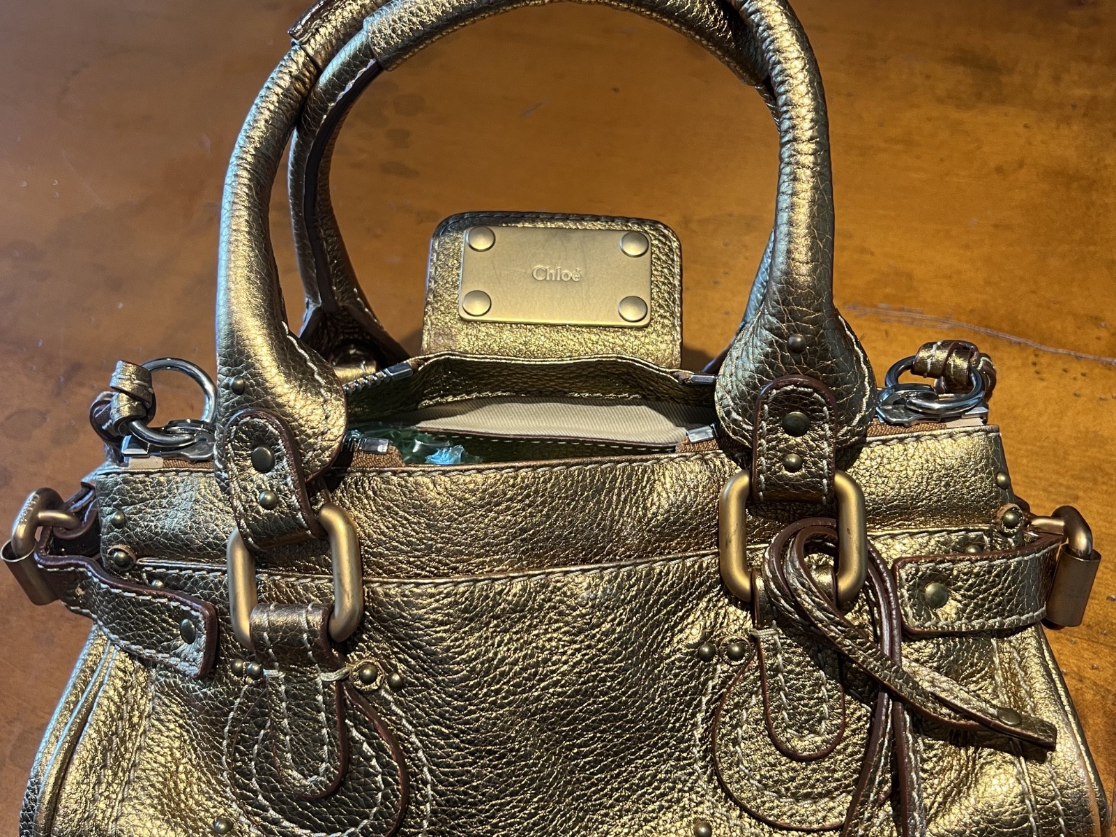 Chloe paddington bag metallic gold, number sewn into lining 02 0631 6391