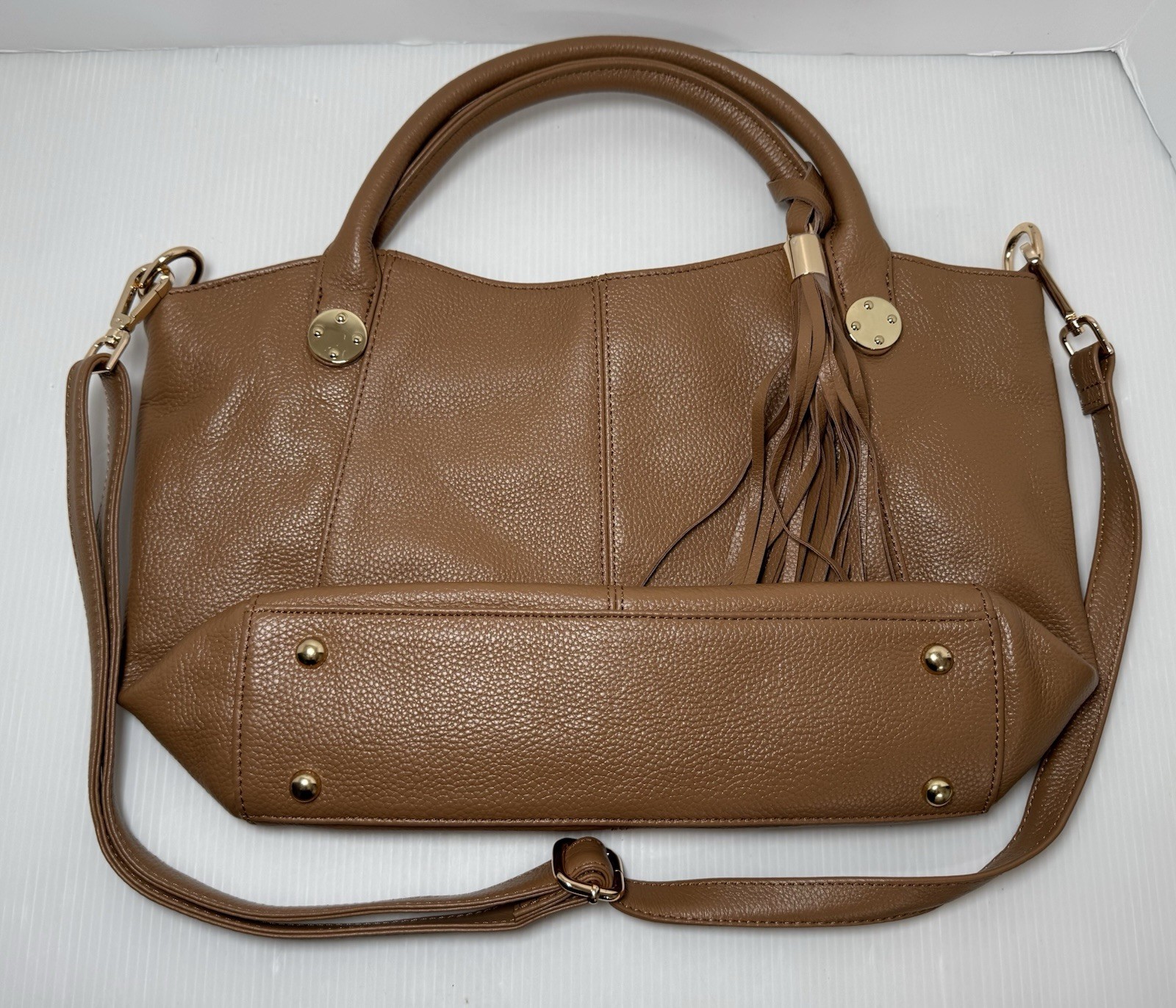 NEW Onna Ehrlich Leather Purse Womens Shoulder Bag Tan Beige
