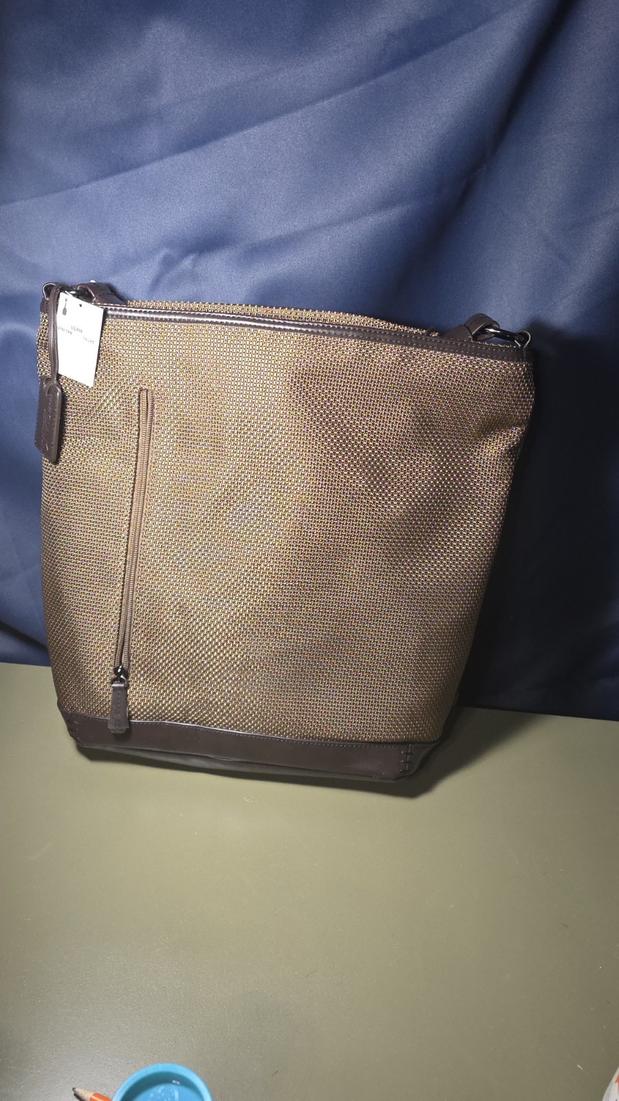 NWT The Sak Luxia Taupe Woven Crossbody Shoulder Bag Brown Zip Top