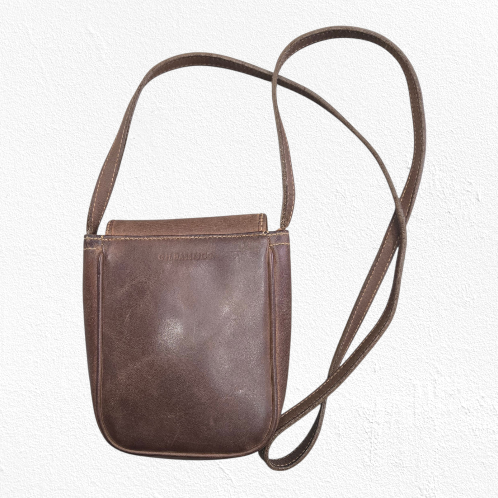 Vintage 90s G.H. Bass Leather Crossbody Bag Brown Mini Wallet Purse Phone Case