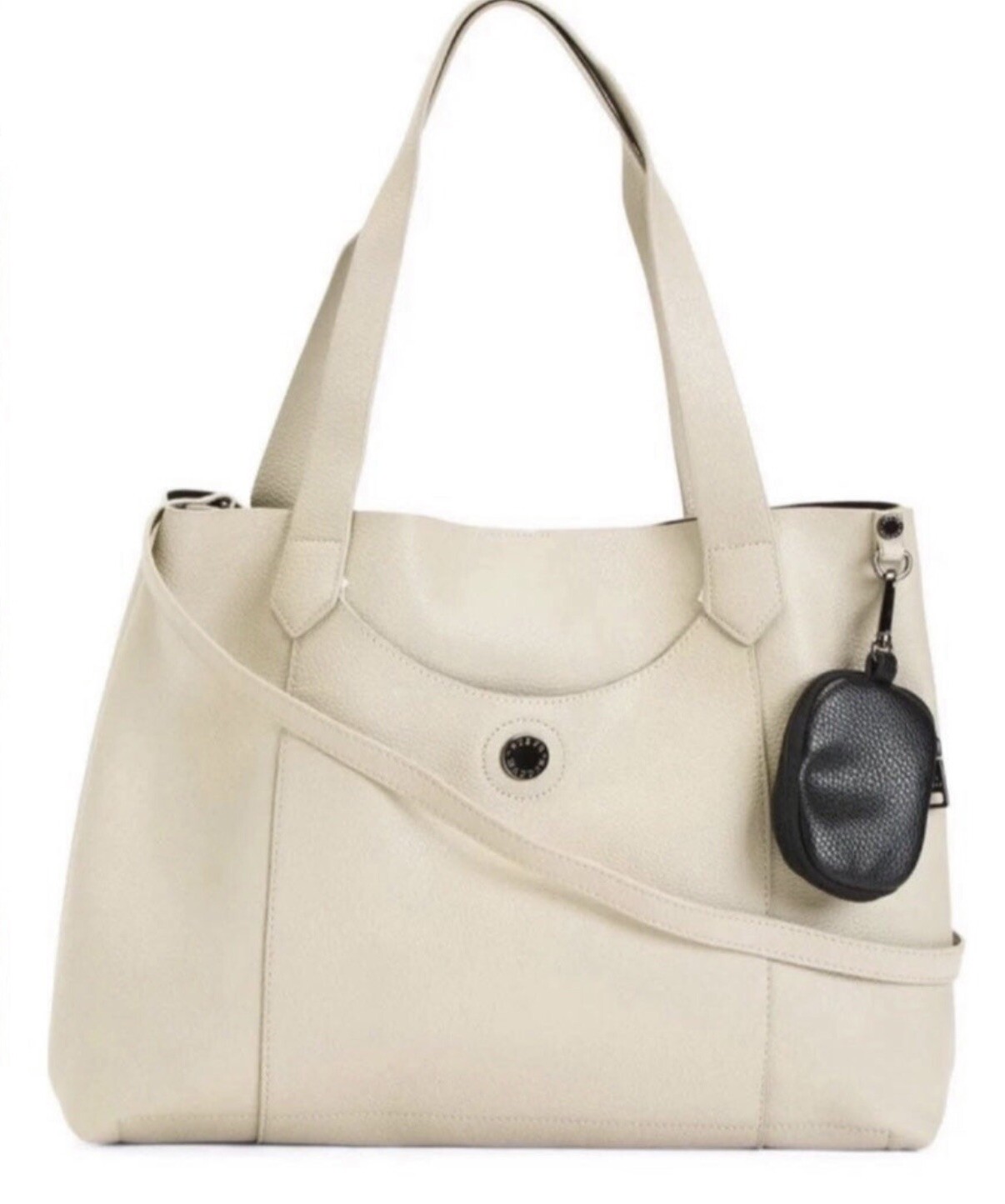 New 3pc Steve Madden Tote Shoulder Bag Crossbody Ear Bud Pouch White Putty Beige