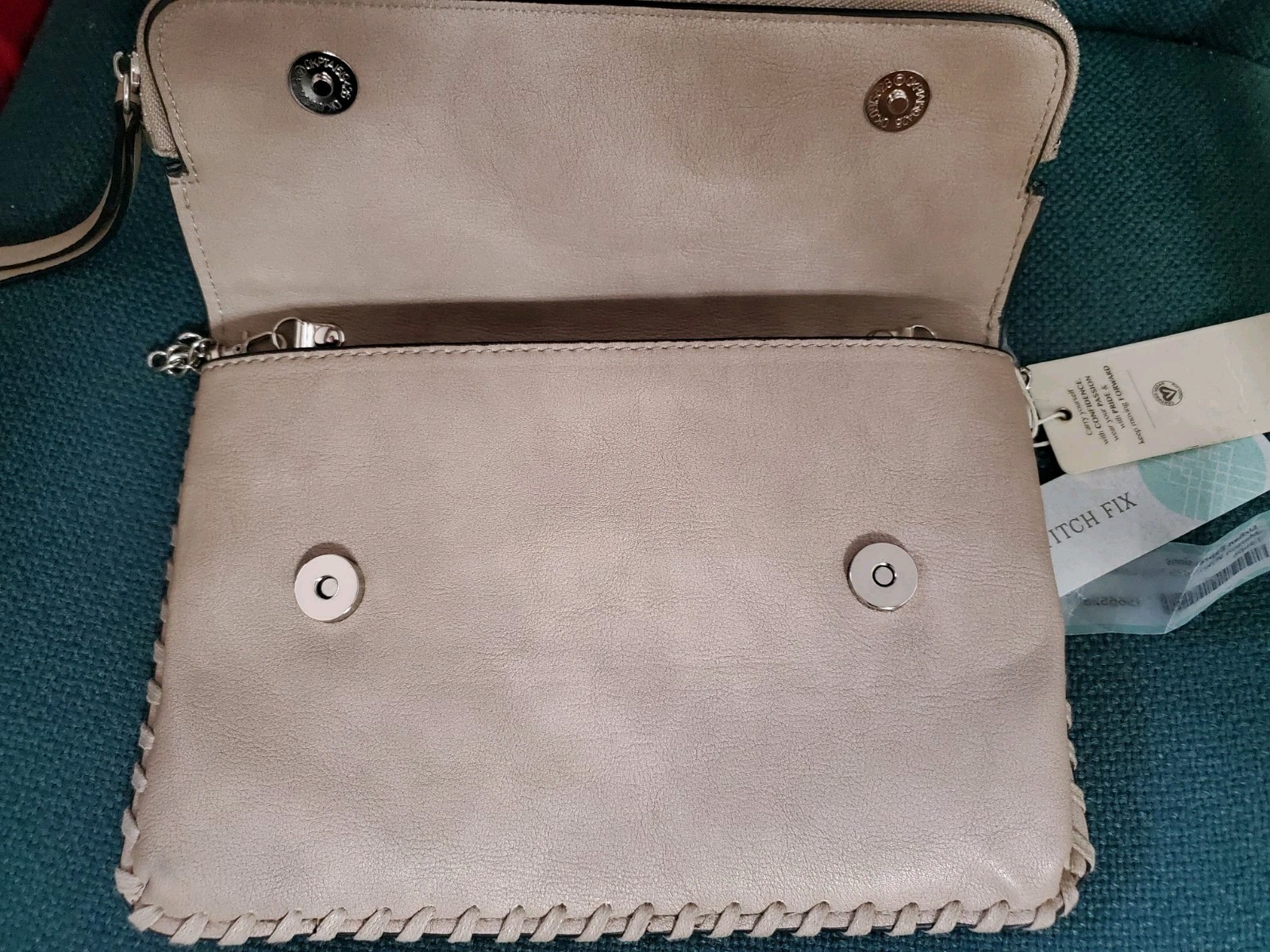 Urban Expression Maison Whipstitch Trim Crossbody Bag Taupe New NWT