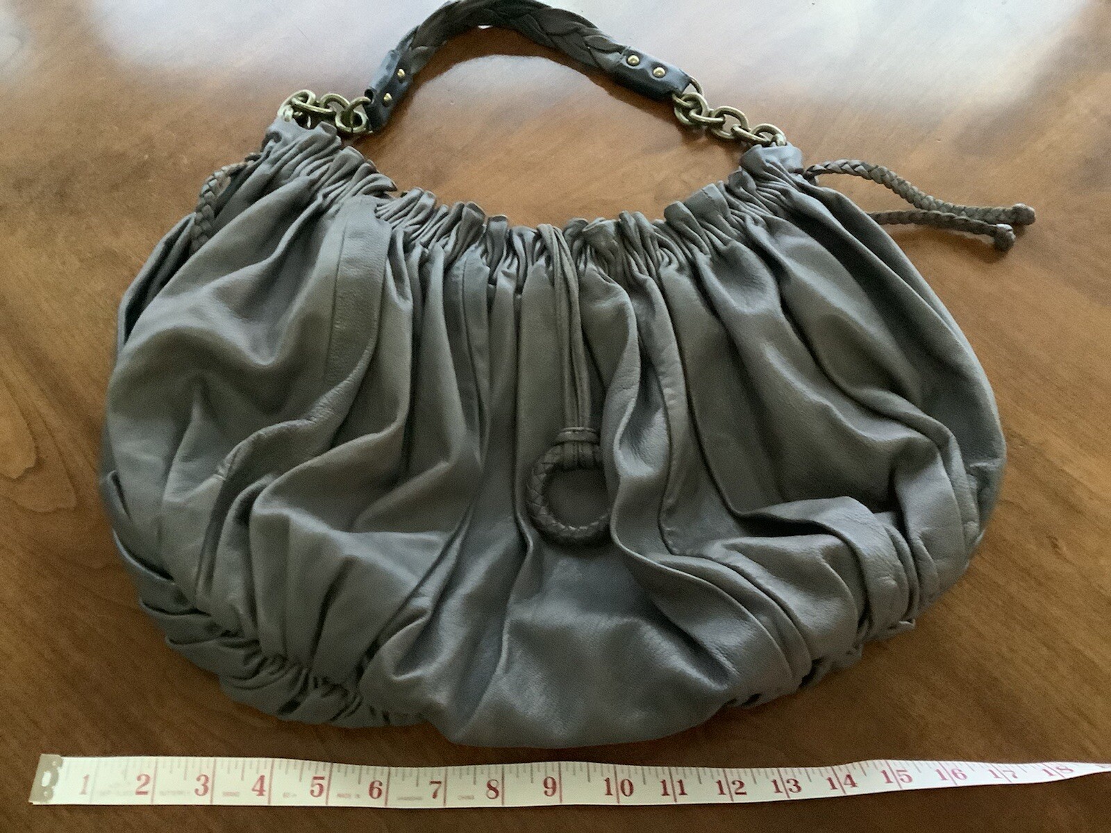 BCBG MAXAZRIA Super Soft Gray Caviar Leather Purse NWOT
