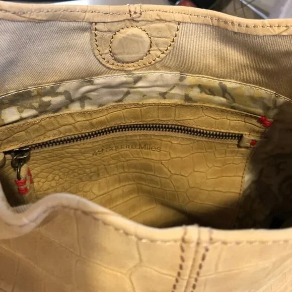 RISSETTO Croc-Embossed Leather Greta Hobo in Nut 49 SQ MILES Handbag with Duster