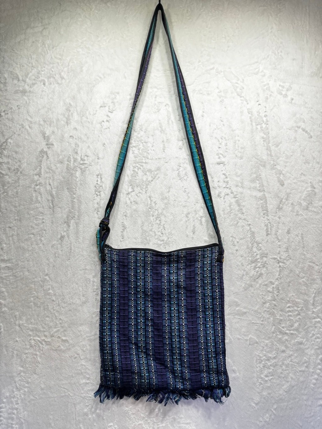 Vintage Y2K Woven Boho Hobo Bag Fringe Hippie Bohemian Grunge Rastafarian Purse