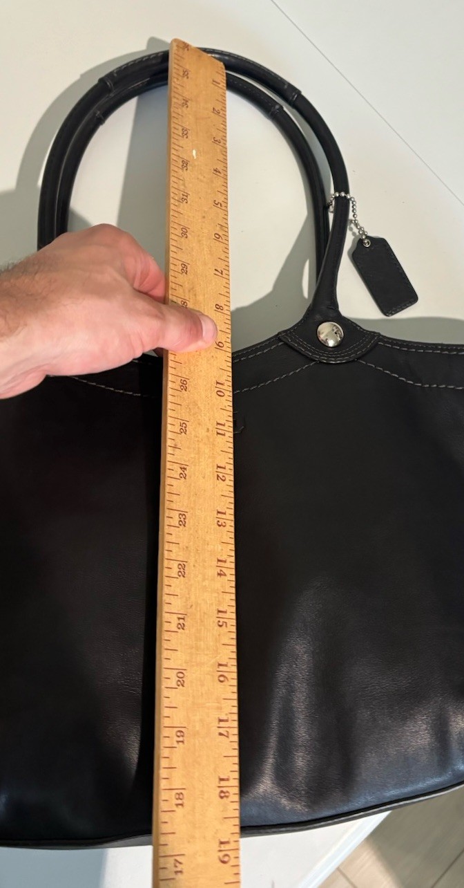 Classic COACH F14383 Legacy Bleecker Tote Black Full Grain Leather Bag