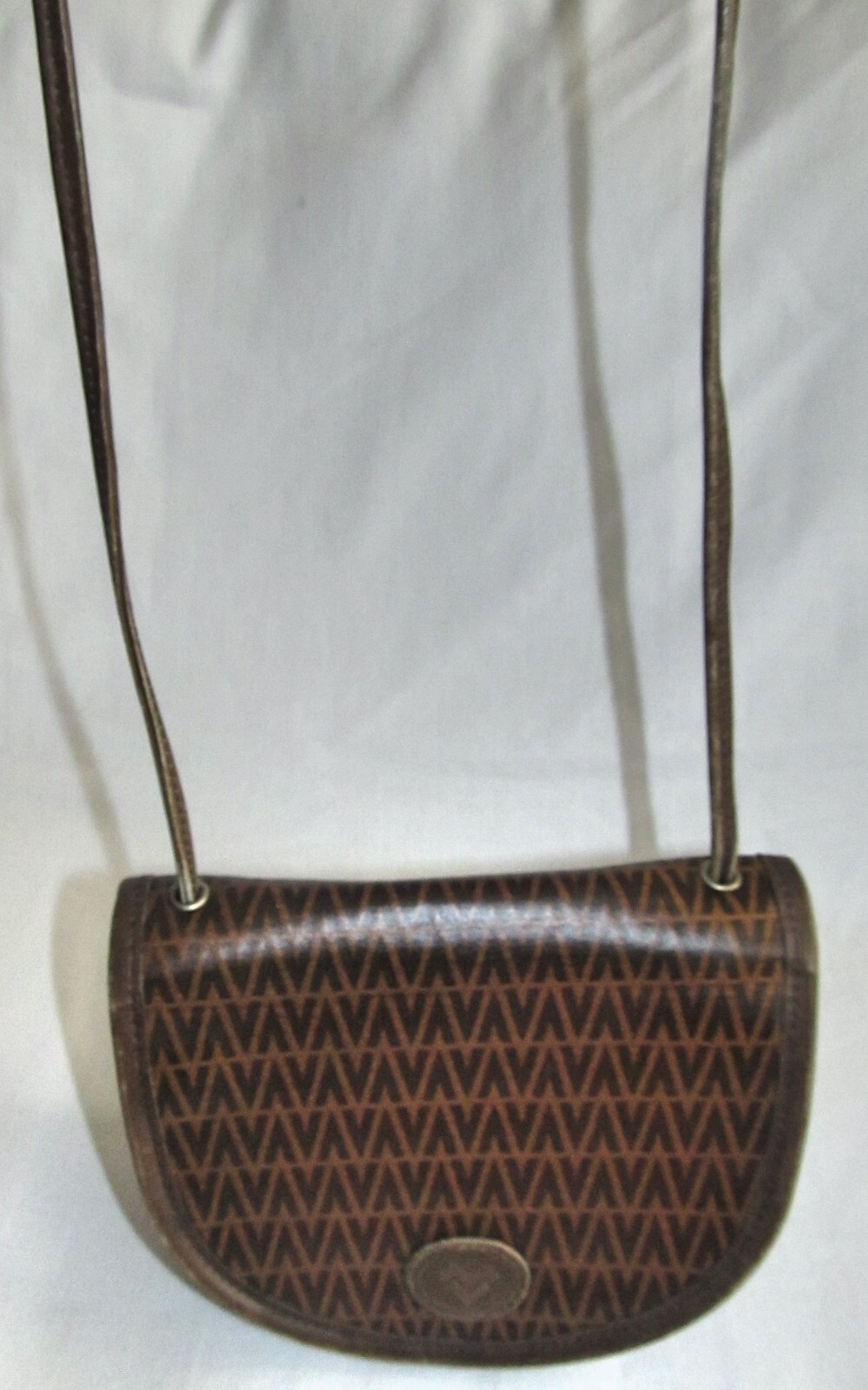Mario Valentino Vintage Small PVC Canvas Leather Logo Crossbody Shoulder Bag
