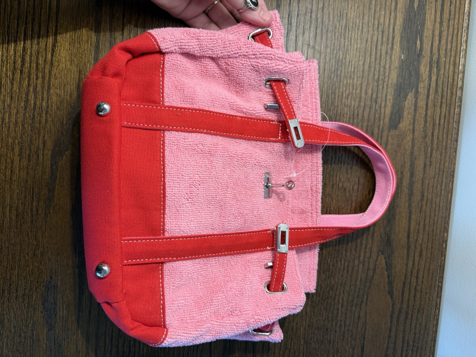 NEW SUNWIN Madaket Terry Cloth Tote Bag Bubblegum Pink Red LARGE & SMALL Boatkin