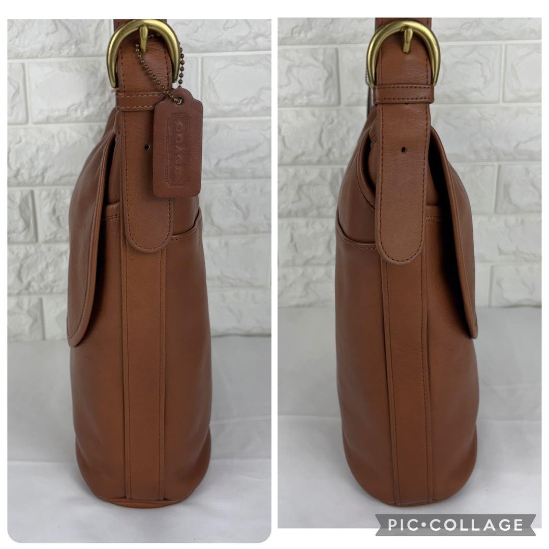 COACH 4115 Vintage Shoulder Bag Flaplock Leather Brown Gold Hardware From Japan