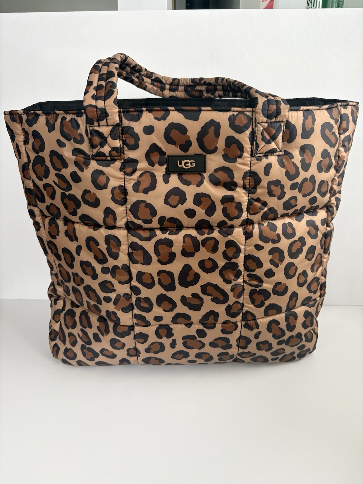 UGG Ellory Puff Tote In Leopard Print Pattern Large Travel Bag EUC