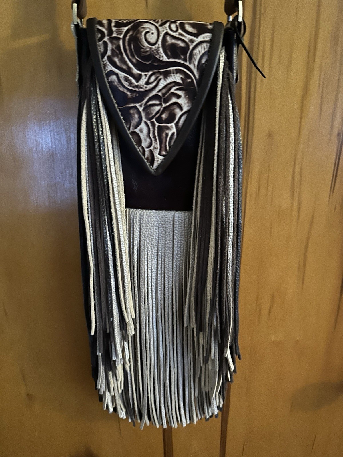 Hide Junkie Western Long Fringe Crossbody Bag Handmade Leather Purse