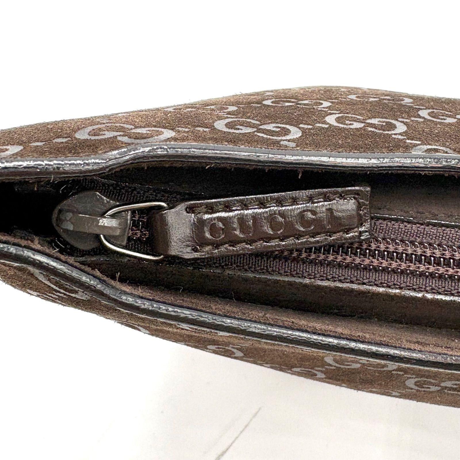 Authentic Gucci Tom Ford Era GG Suede Bamboo Shoulder Bag, Brown, 001 30 2Y10346