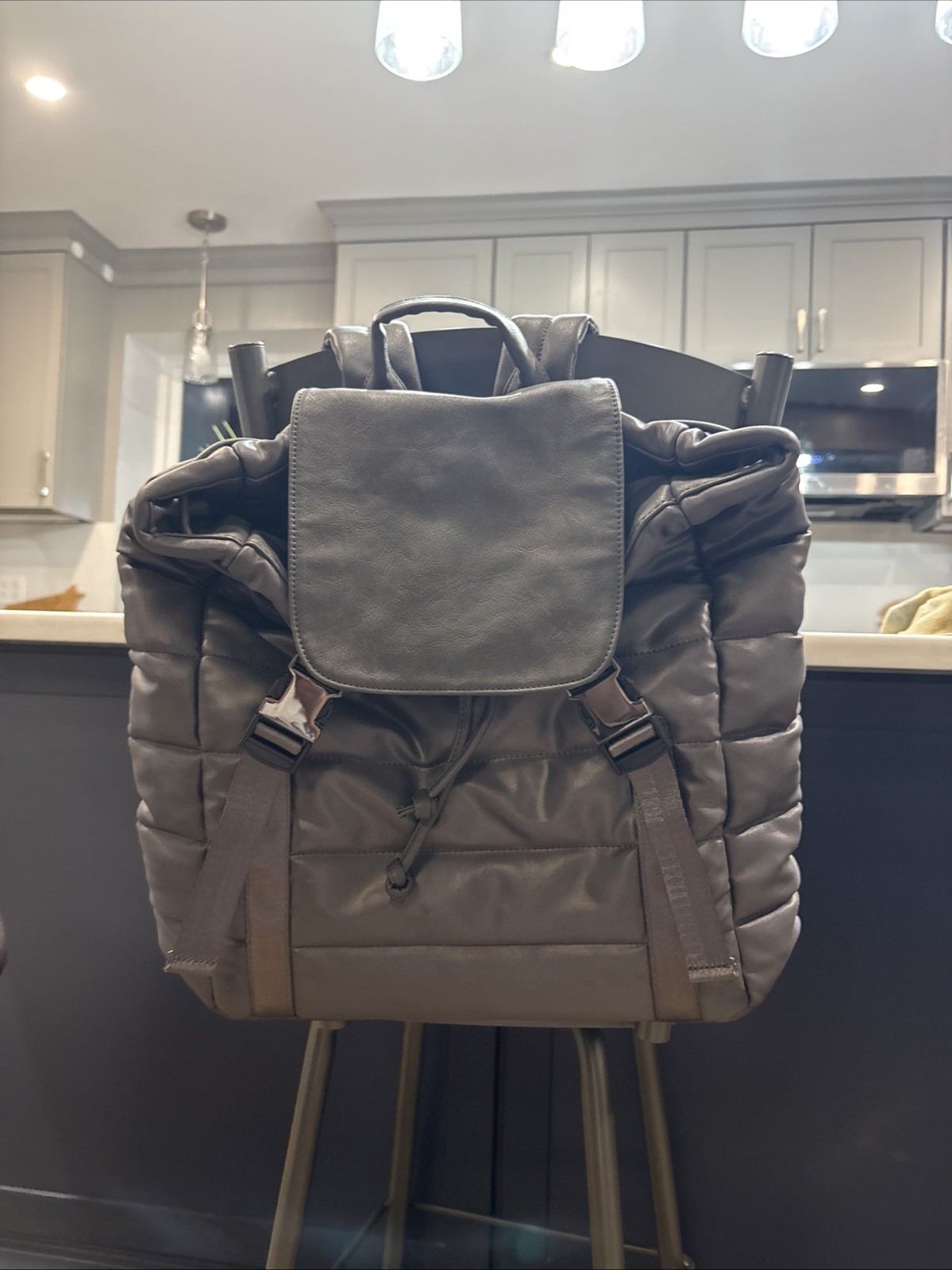 United Colors of Benetton GRAY backpack Hobo Style Drawstring And Clip Closure