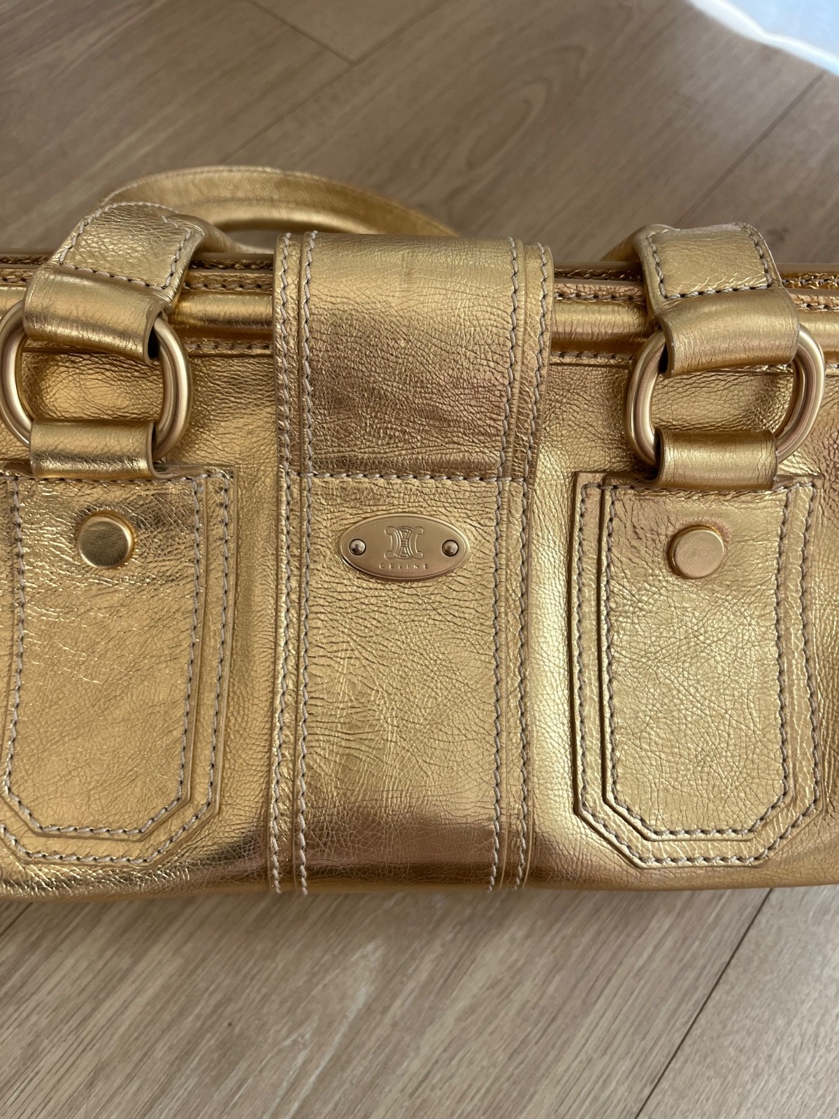 Vintage Celine Gold Metallic- Ella Frame Shoulder Bag-Y2K 2000s