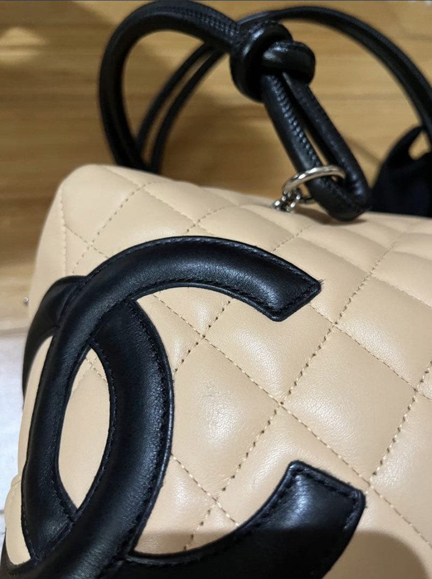 CHANEL Cambon Bowling Bag Shoulder Bag Black Leather Coco Mark Authentic