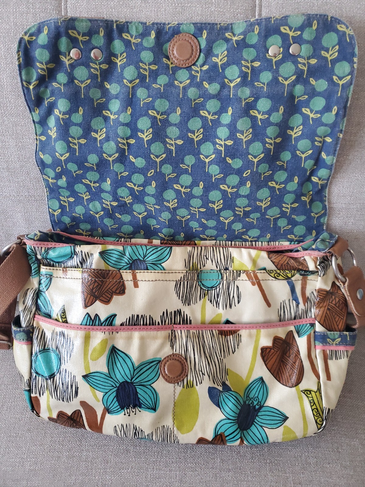 Y2K Fossil Key-Per Coated Canvas Messenger Bag