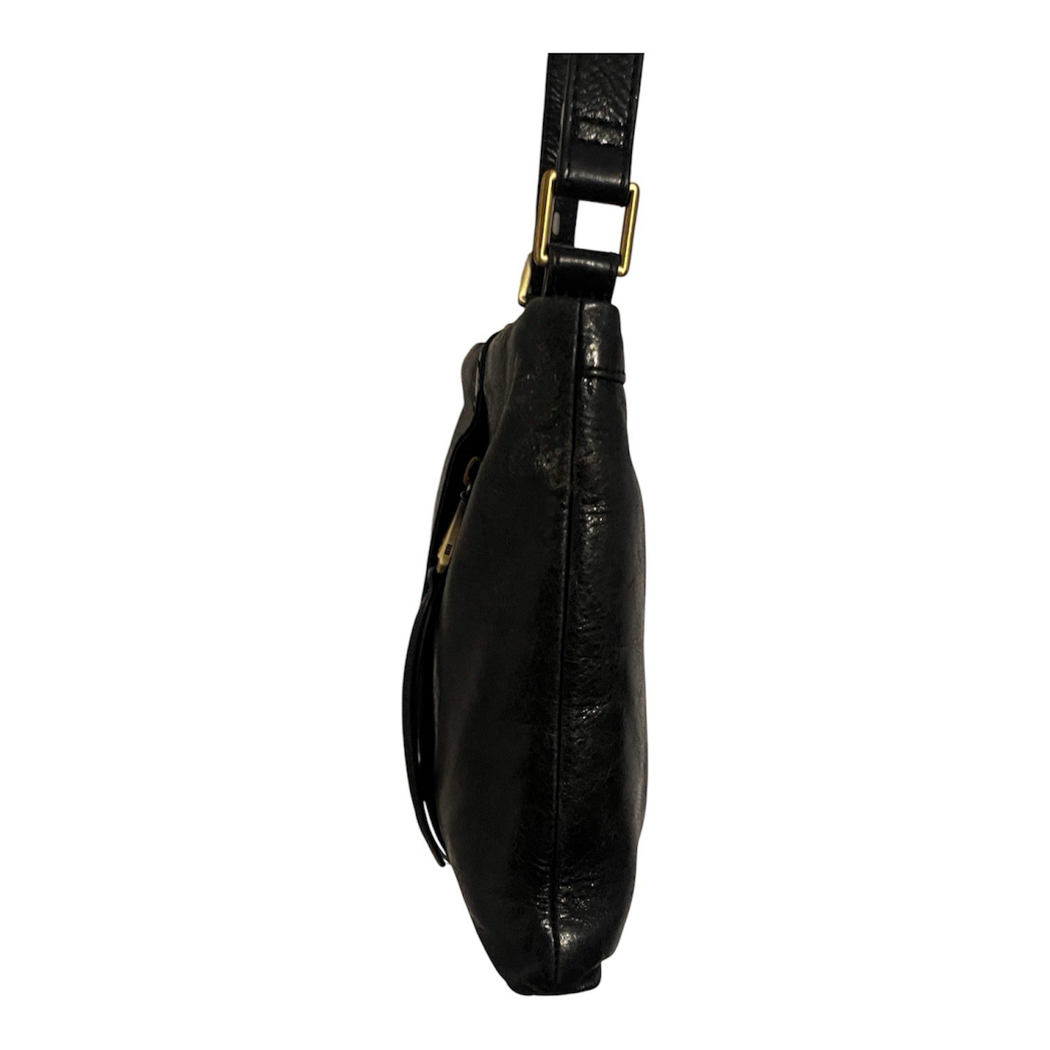 HOBO Black Leather Crossbody Bag Adjustable Strap Zip Top Organizer Purse