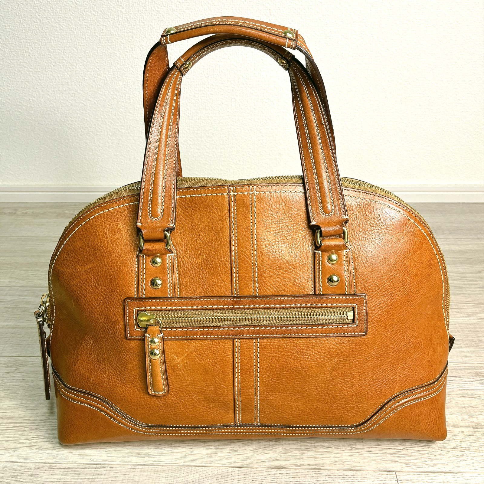 COACH Hampton Miranda Satchel Tote Bag 11085 Tan Pebbled Leather Vintage Rare