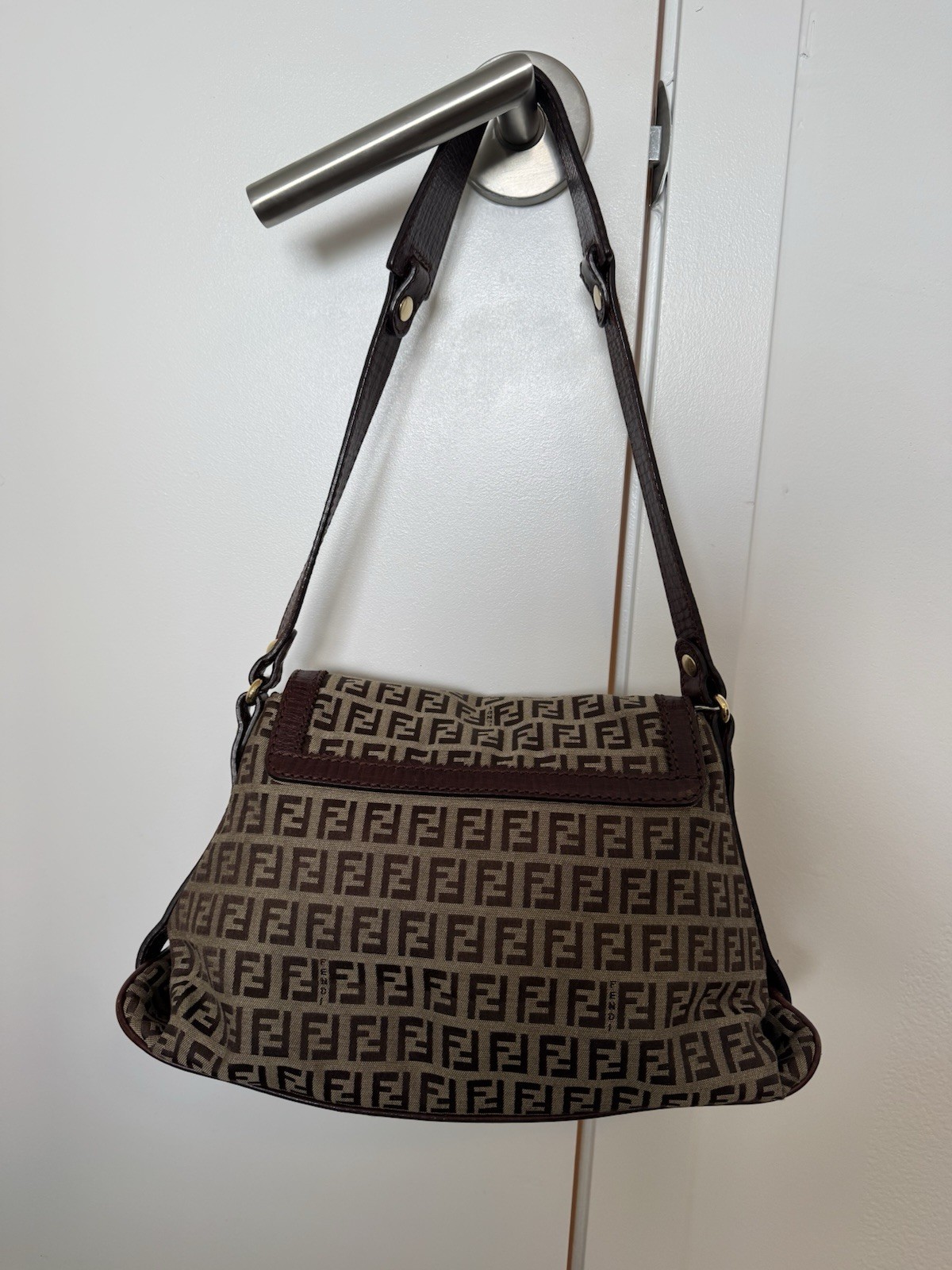 Vintage Fendi Zucchino Canvas Mamma Baguette shoulder bag