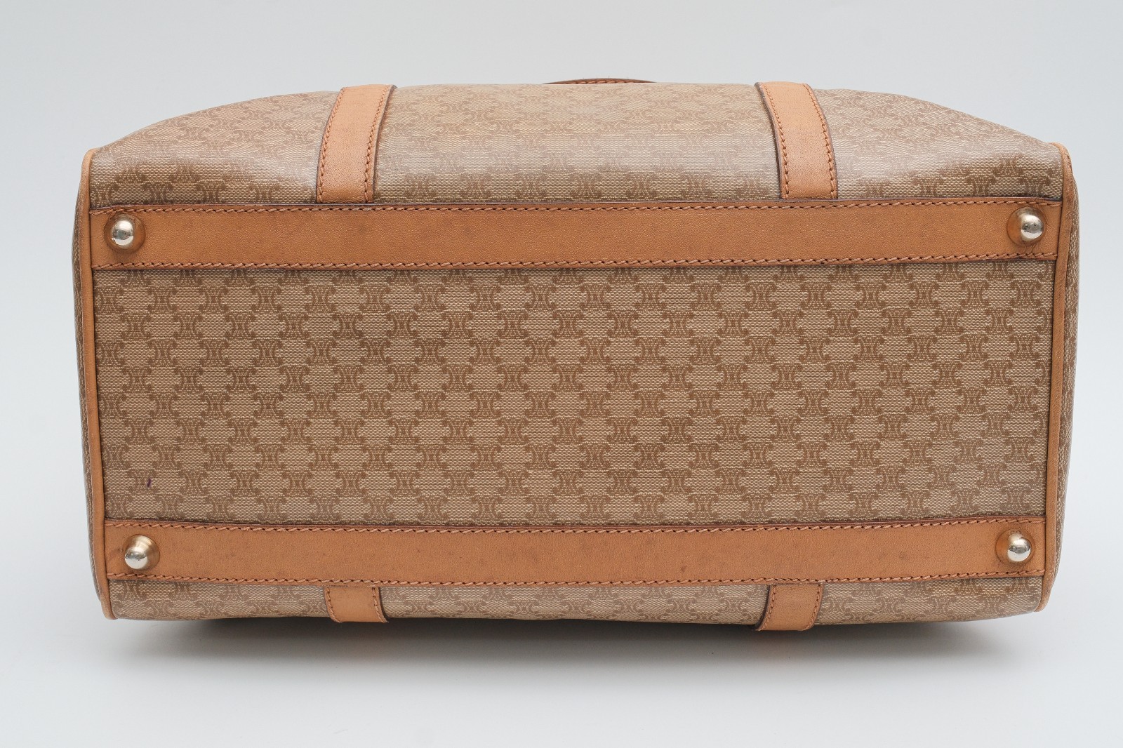 CELINE Mini Boston Hand bag Purse Macadam Beige